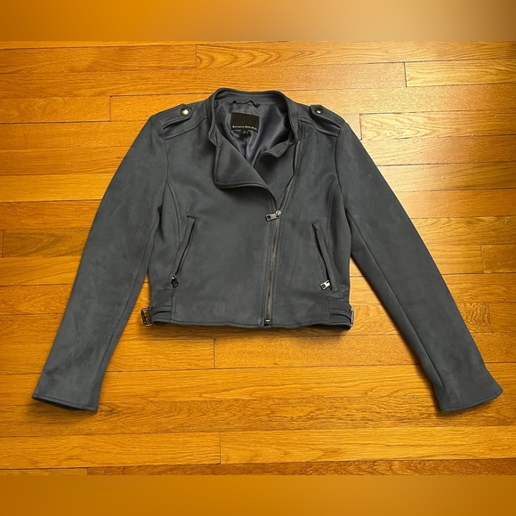 Banana Republic Slate Blue Faux Suede Moto Jacket Size S - Picture 3 of 14